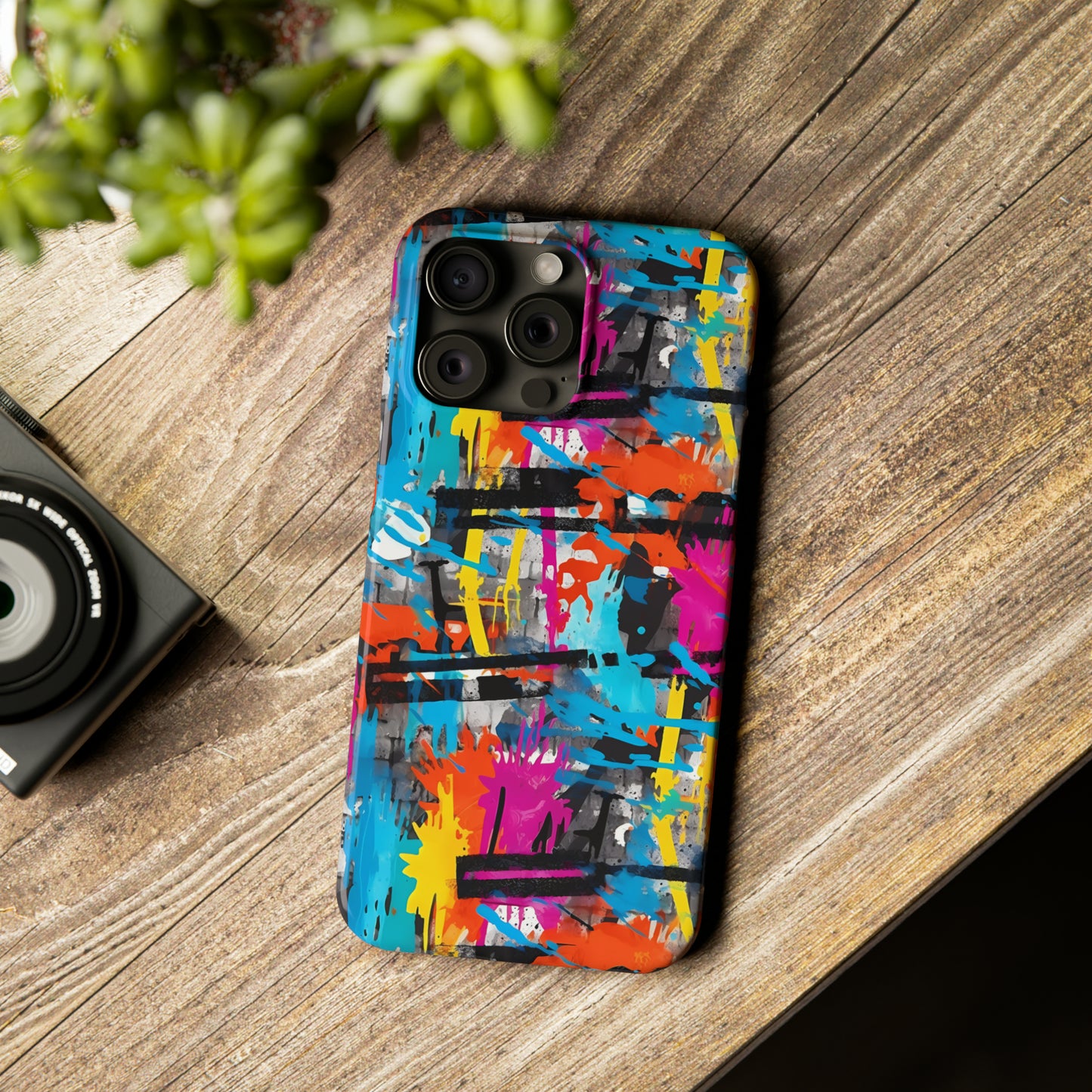 Rainbow Color Abstract Graffiti Design Iphone 15-12 Slim Phone Case