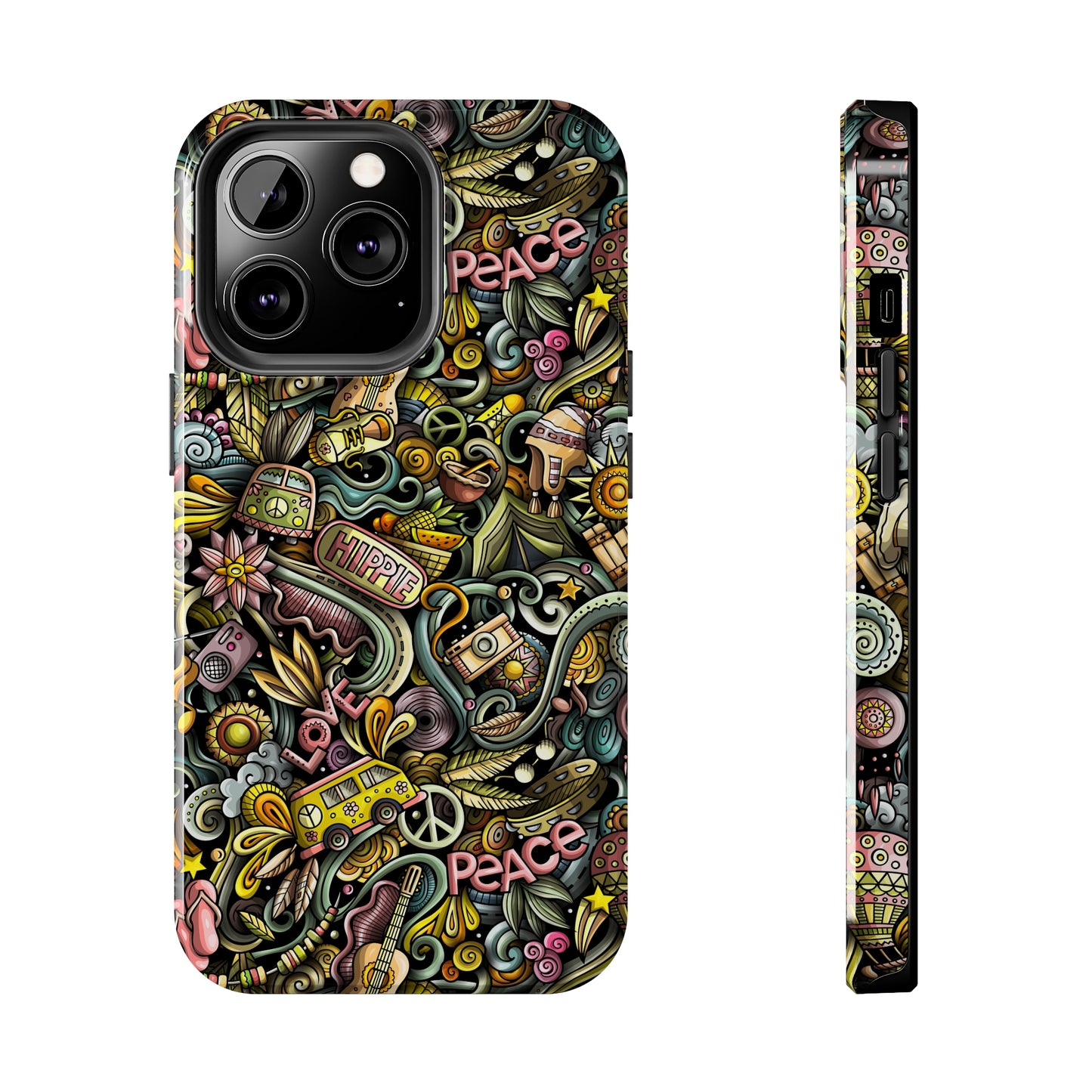 Peace, Love & VW Fun Cartoon Design Iphone Tough Phone Case