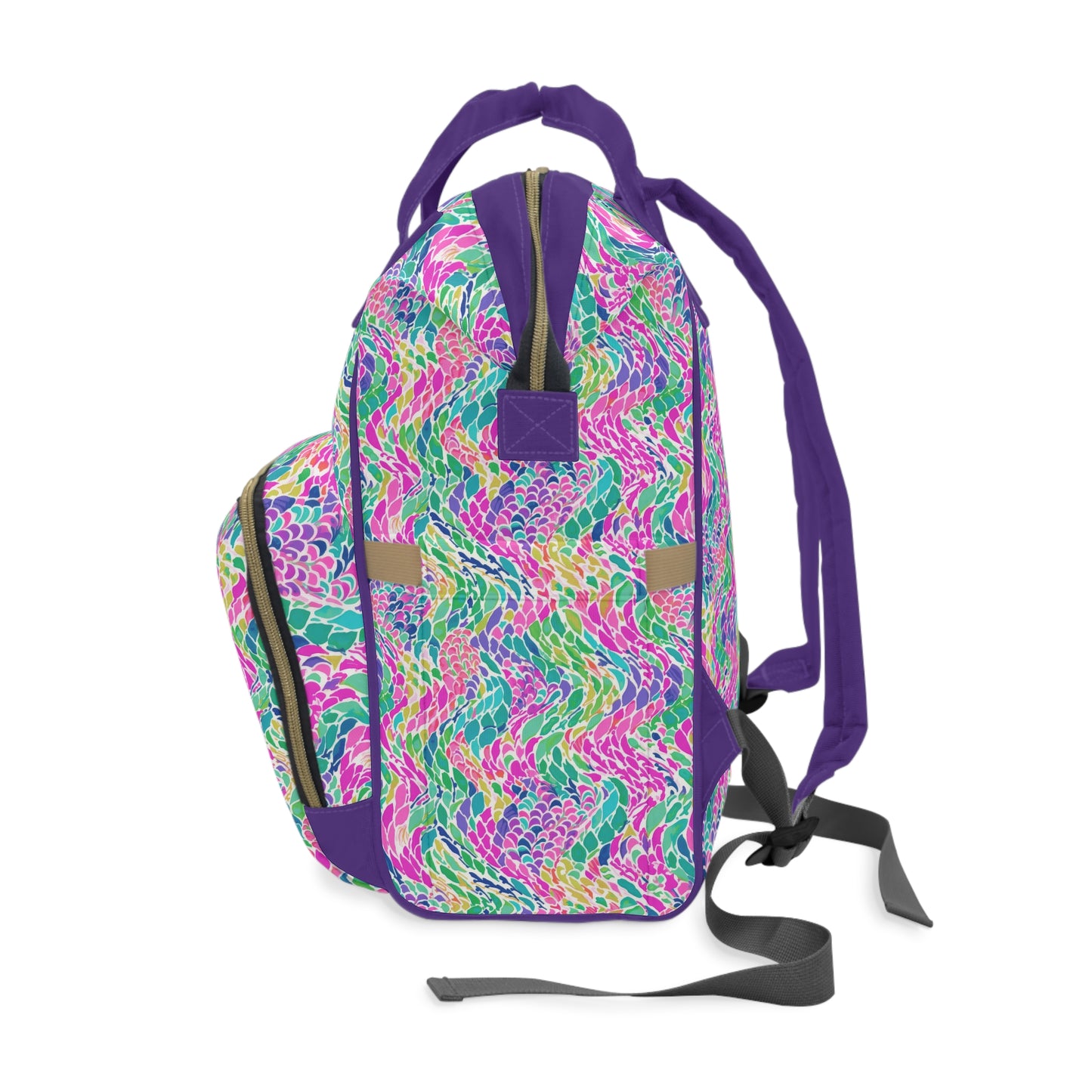 Enchanted Waves: Rainbow Mermaid Dancing in the Sea Multifunctional Diaper Backpack