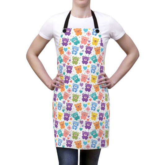 Rainbow Bears: Vibrant Cartoon Bear Extravaganza Kitchen Chef Apron