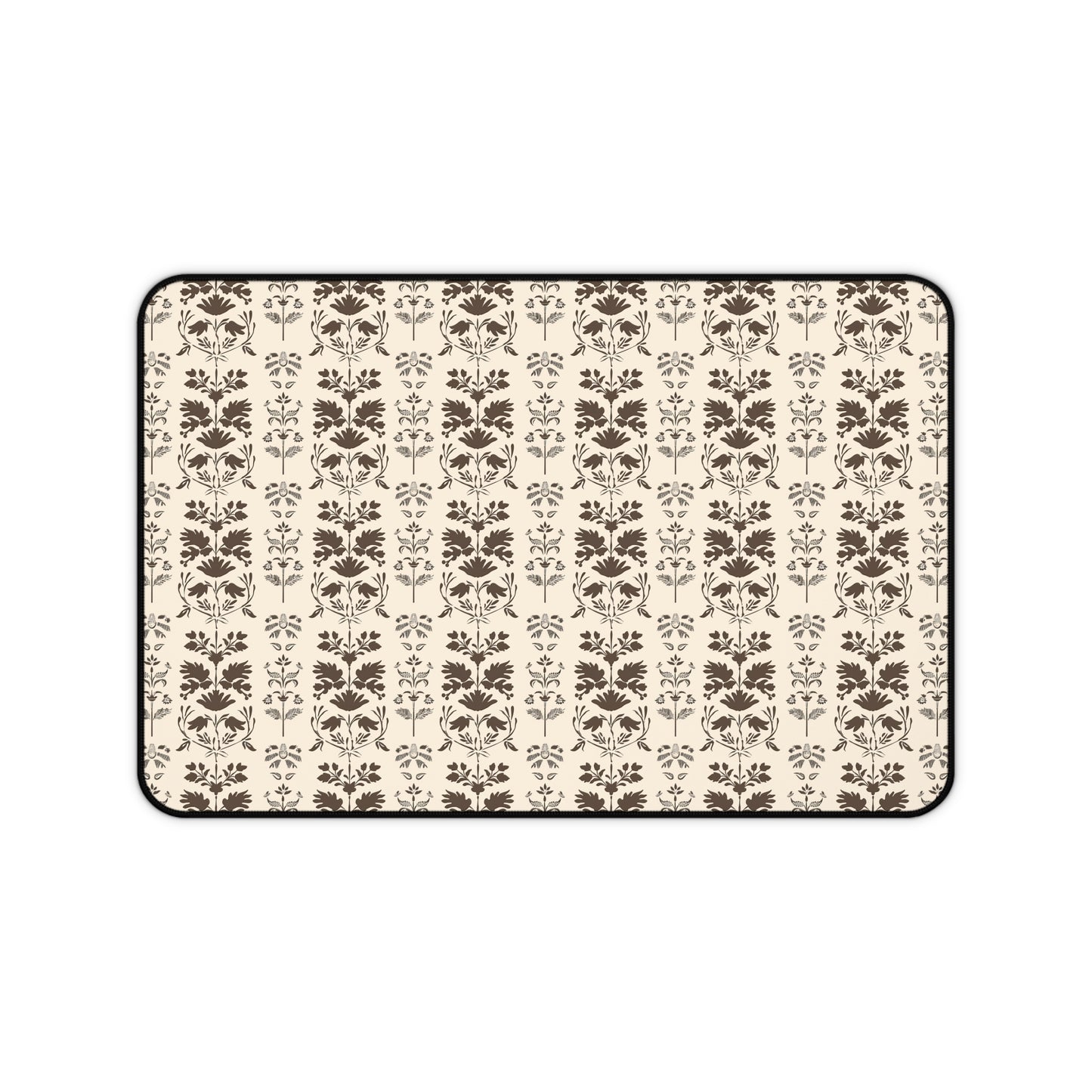 Early American Stencil-Inspired Beige and Brown Floral Pattern Gaming Mouse Pad  Desk Mat  - 3 Sizes