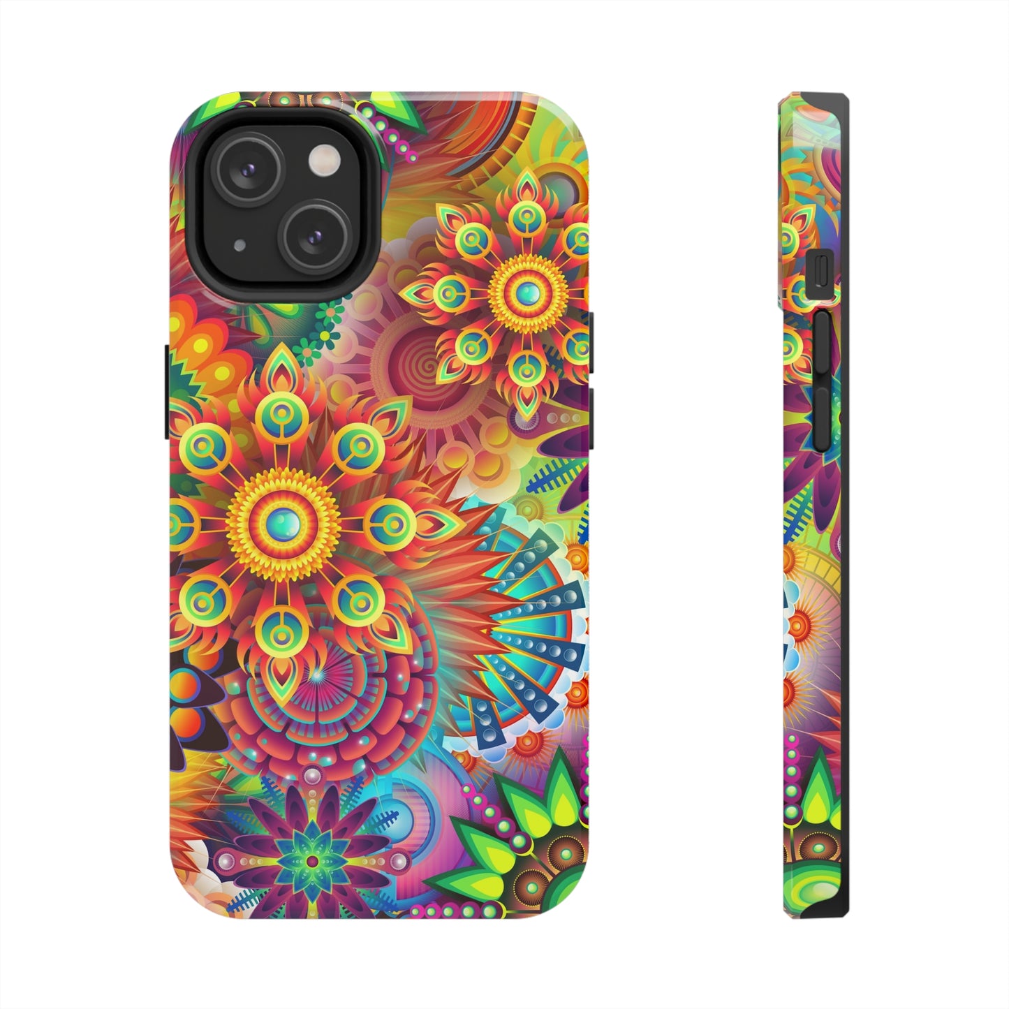 Rainbow Flower Power Design Iphone Tough Phone Case