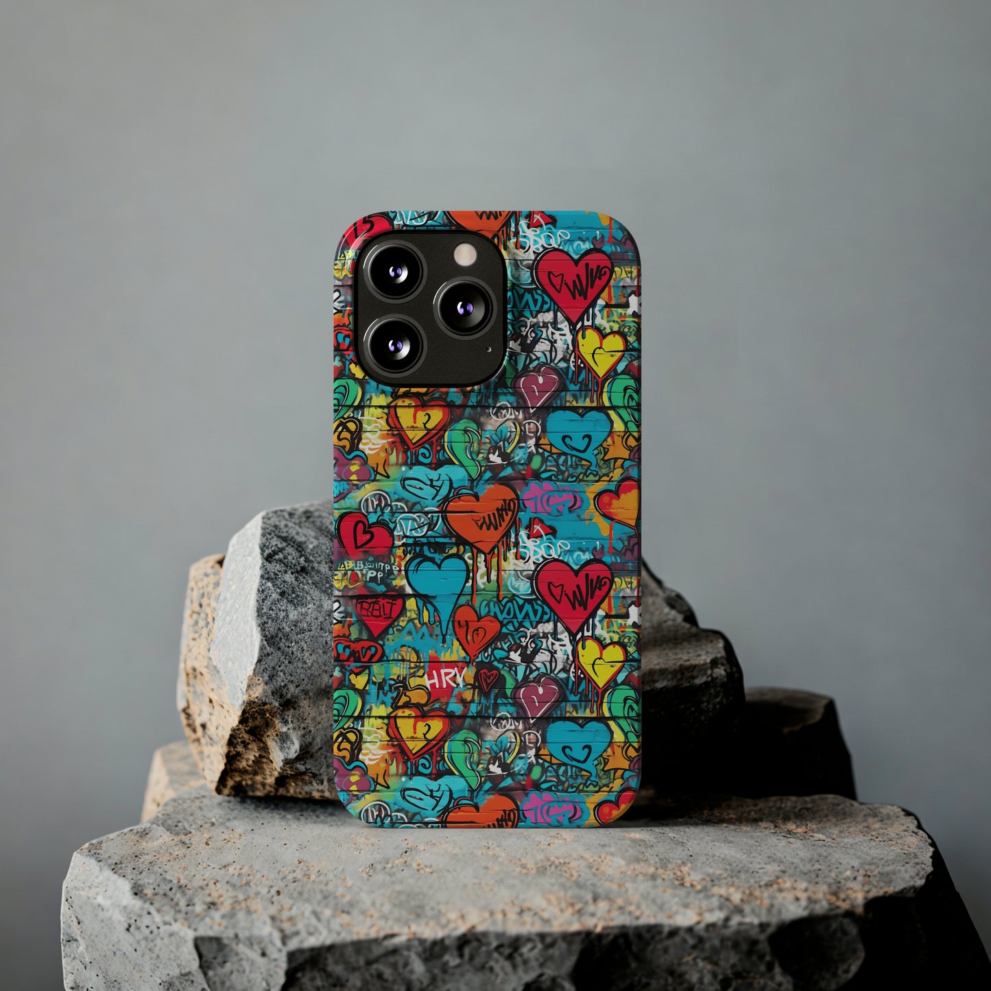 Street Art Graffiti Hearts Design Iphone 15-12 Slim Phone Case