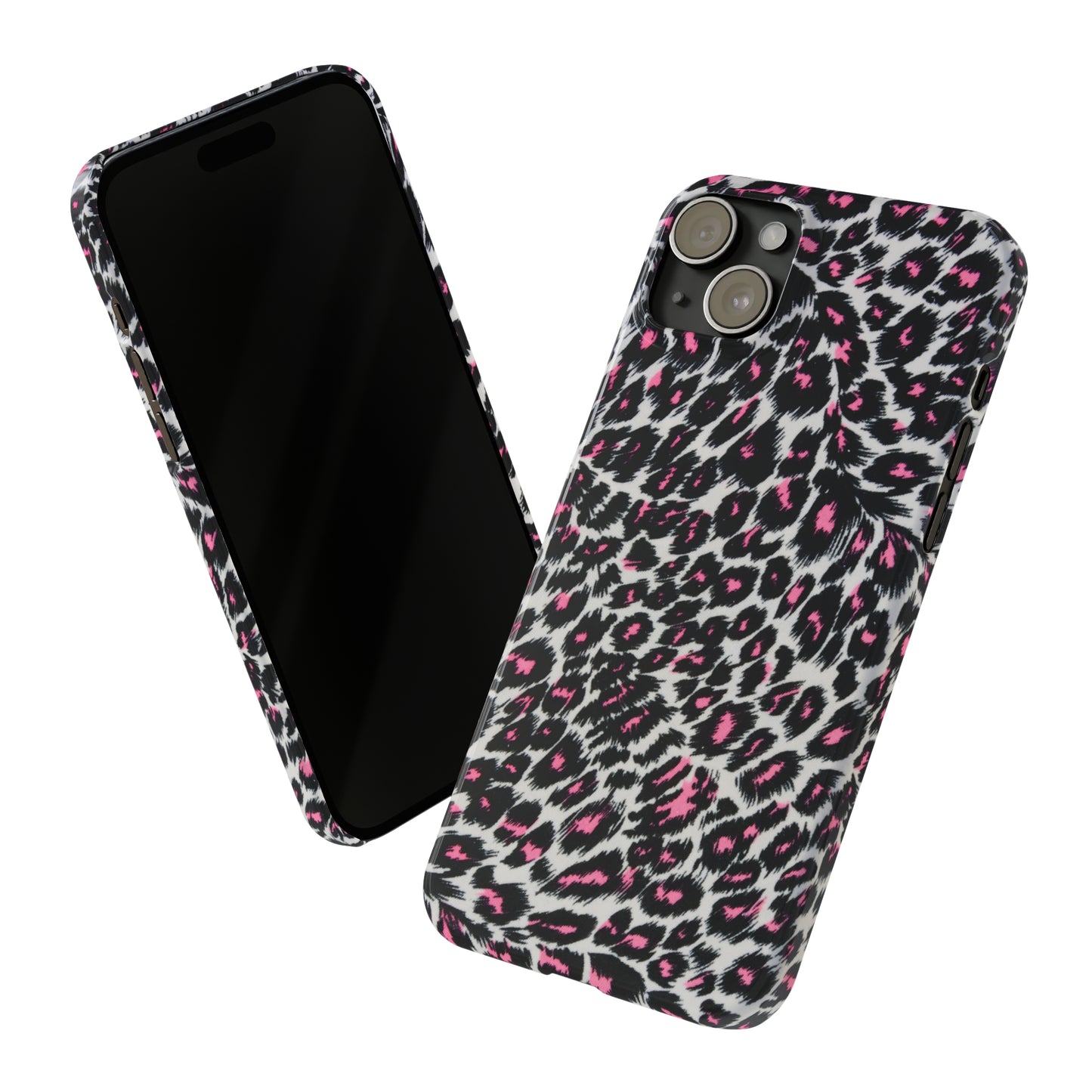 Fierce Femininity Pink and Black Leopard Print Iphone 15-12 Slim Phone Case