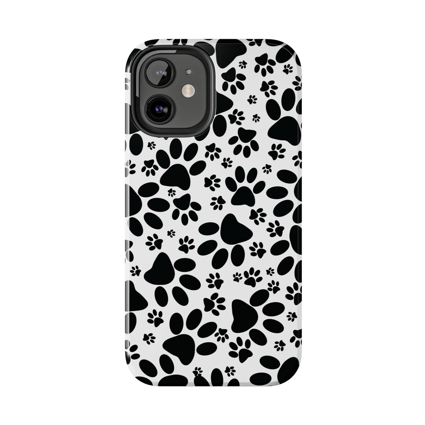 Stealthy Tracks: Black Animal Paw Prints Iphone Tough Phone Case