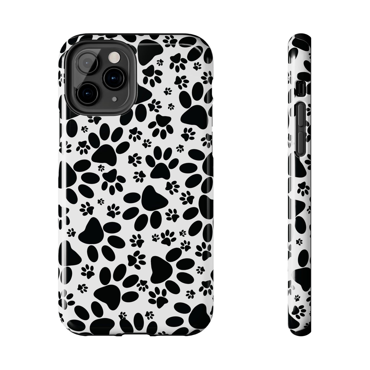 Stealthy Tracks: Black Animal Paw Prints Iphone Tough Phone Case