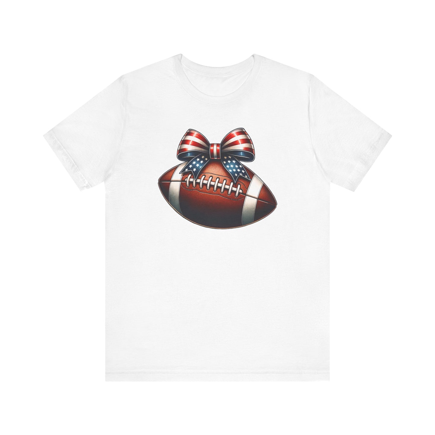 Coquette Bow Patriotic Football Print Jersey Short Sleeve T-shirt