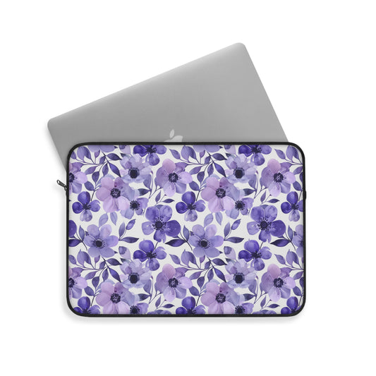 Elegant Purple Watercolor Blossoms Laptop or Ipad Protective Sleeve 3 Sizes Available