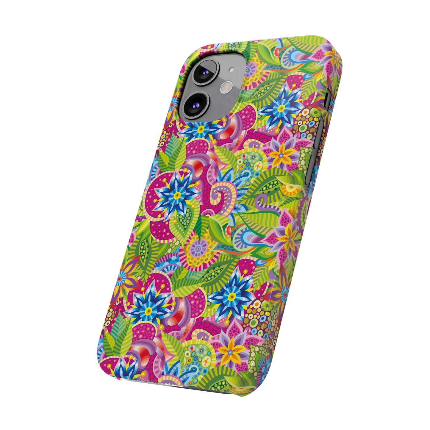 Vibrant Array of Abstract Flowers and Paisley in Rainbow Hues Iphone 15-12 Slim Phone Case