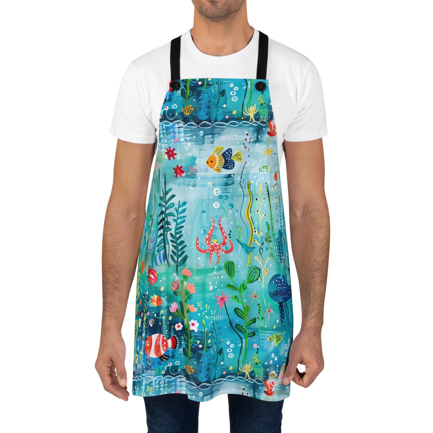 Ocean Enchantment: Magical Watercolor Sea Creatures Kitchen Chef Apron