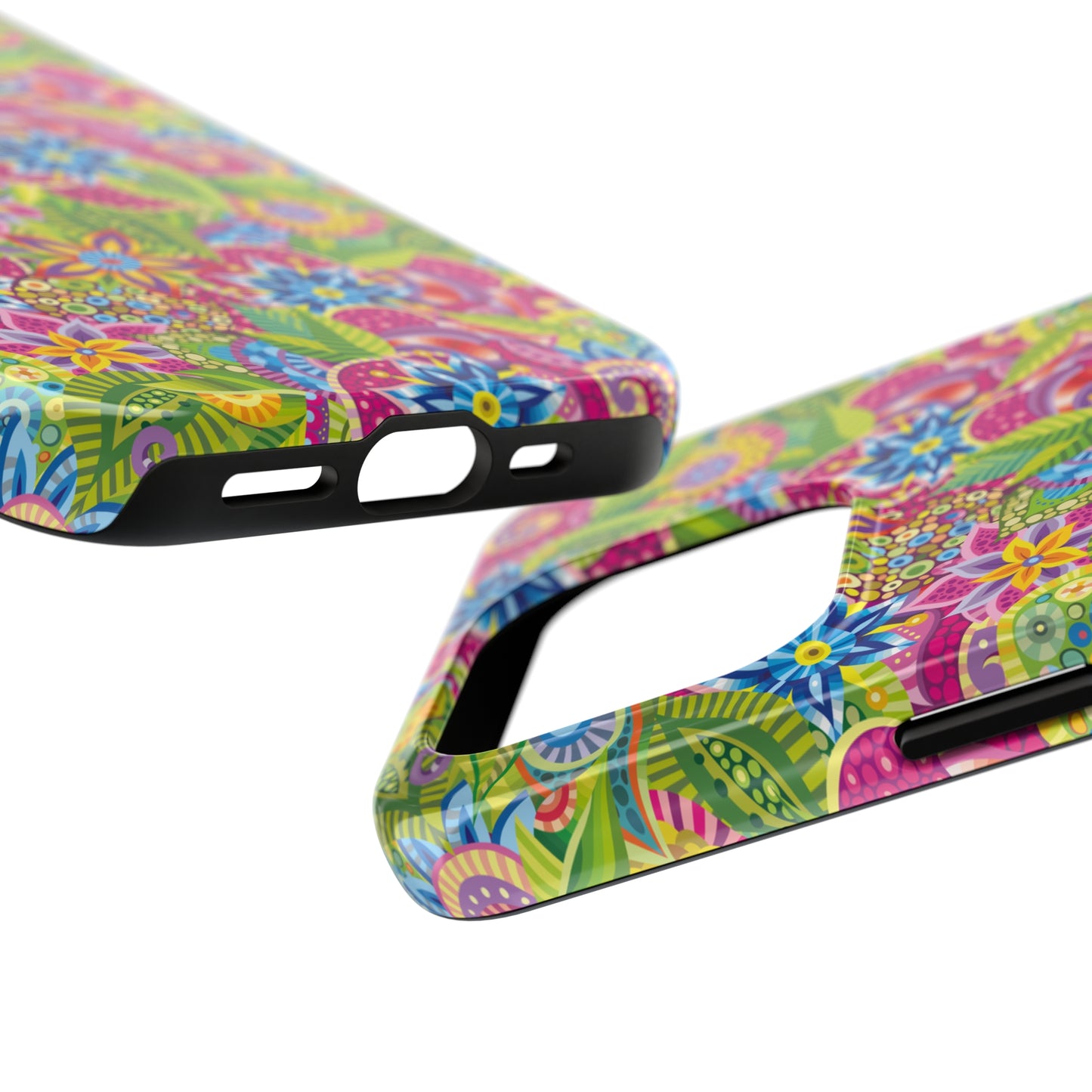 Vibrant Array of Abstract Flowers and Paisley in Rainbow Hues Iphone Tough Phone Case