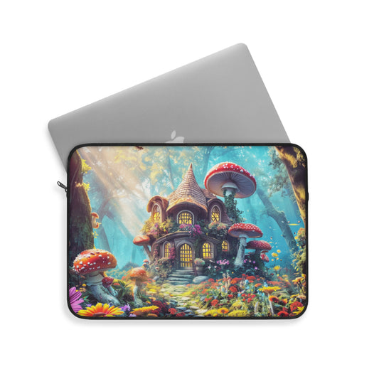 Fantasy Mushroom Cottagecore Mushroom House and Gardens - Laptop or Ipad Protective Sleeve 3 Sizes