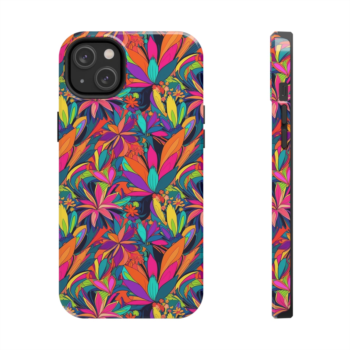 Tropical Neon Flowers Iphone Tough Phone Case