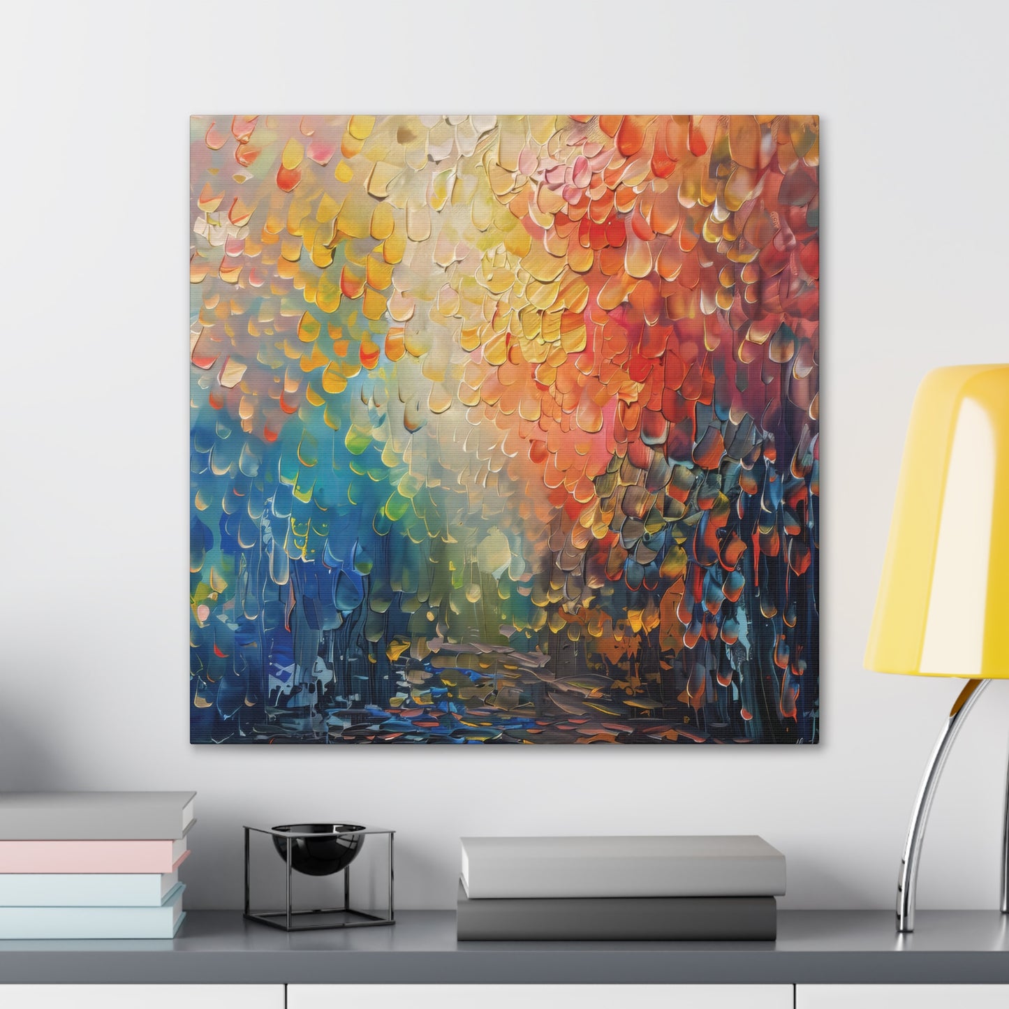 Vibrant Abstract Sun Setting Behind the Trees Print on Canvas Gallery Wraps  - 5 Sizes