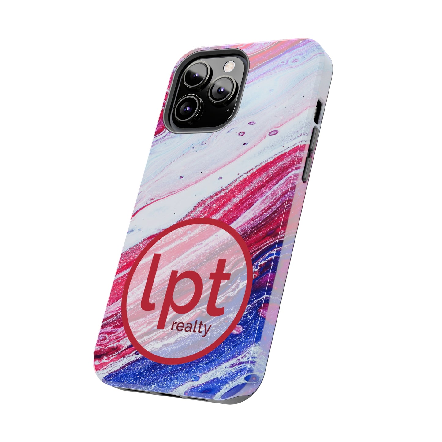 LPT Realty Logo -  Red White and Blue Alcohol Ink Design Iphone Tough Phone Case