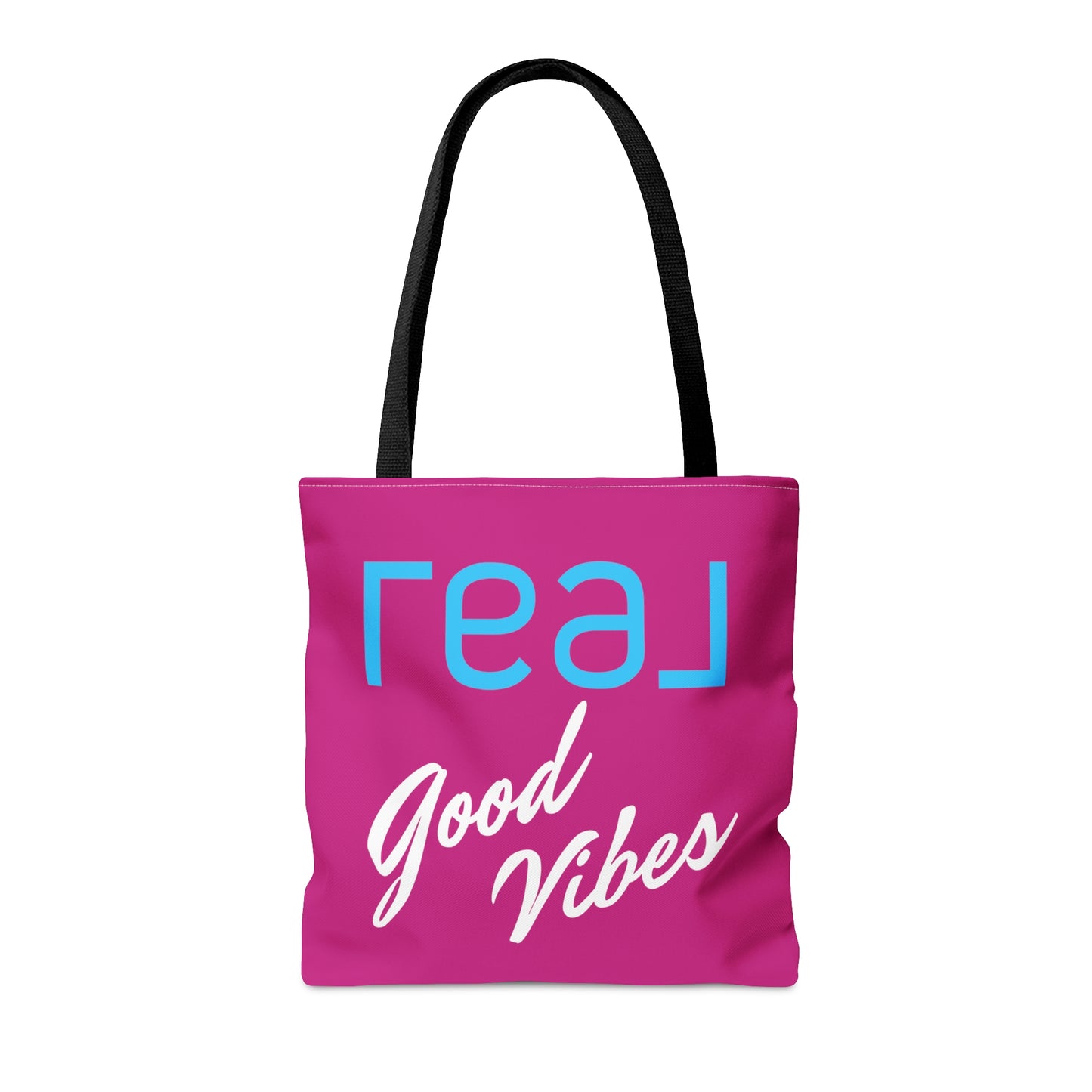 REAL Good Vibes Pink Stylish Canvas Tote Bag, 3 Sizes