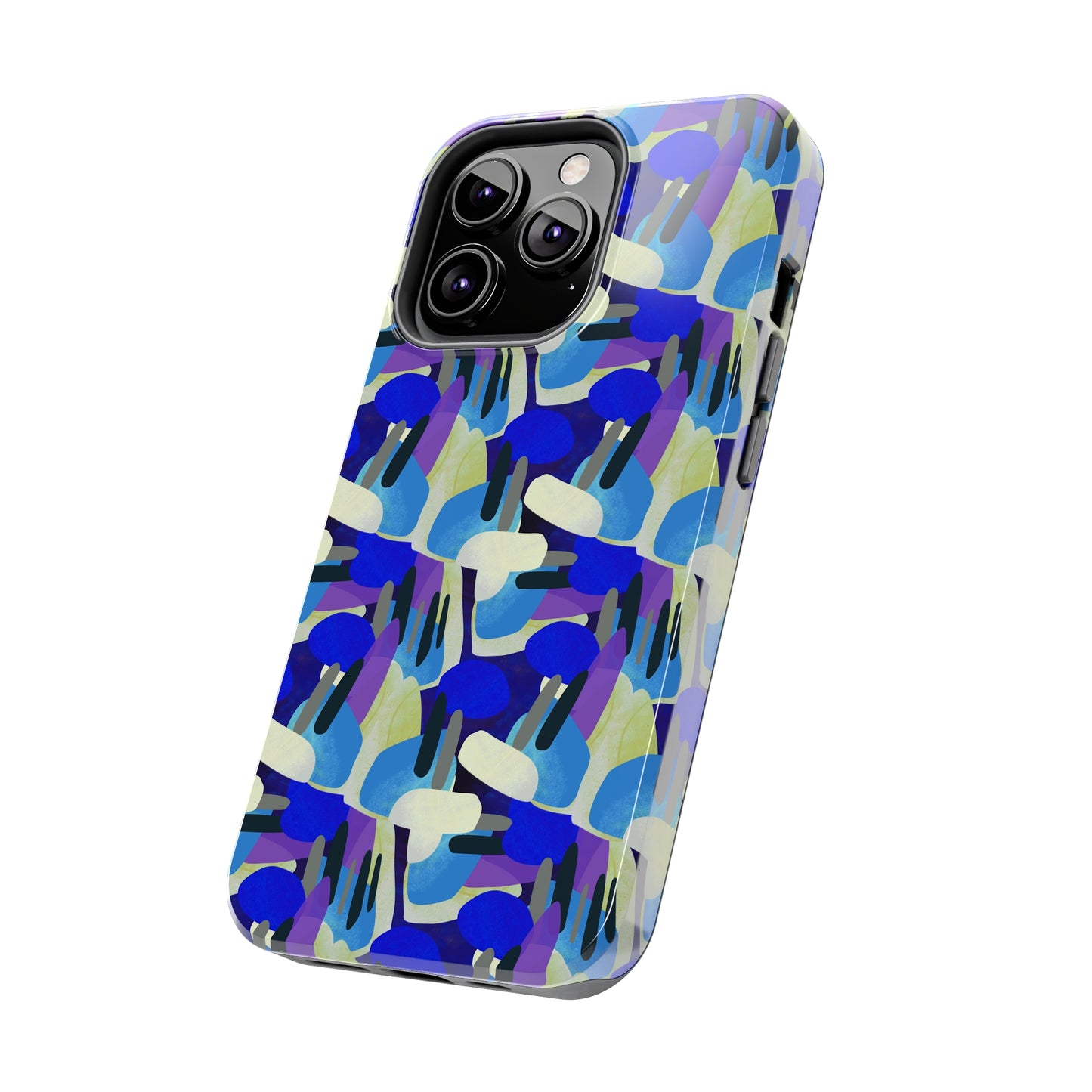 Blue, Purple and Green Abstract Design Iphone Tough Phone Case