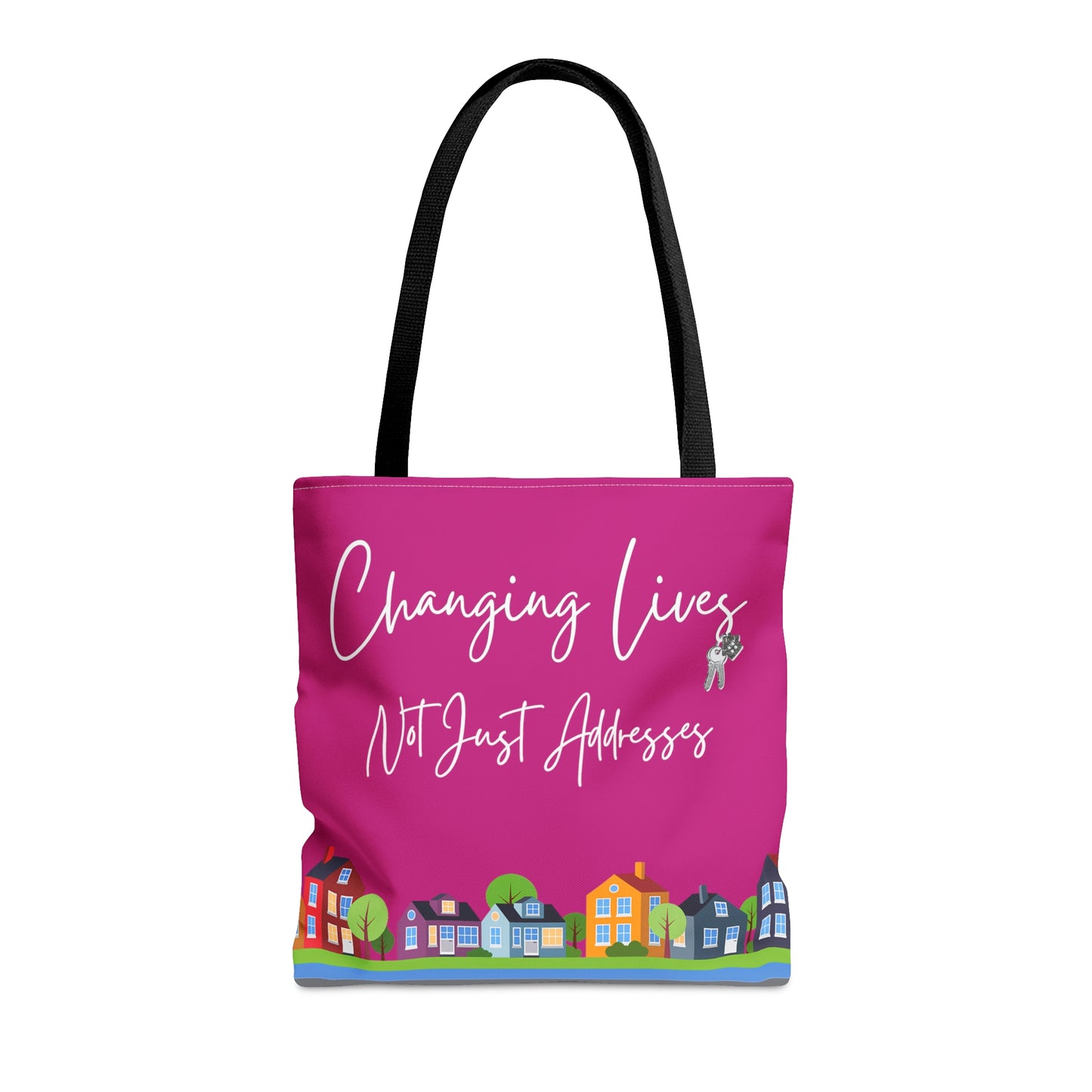 Changing Lives Not Just Addresses White Writing - Canvas Tote 3 Sizes