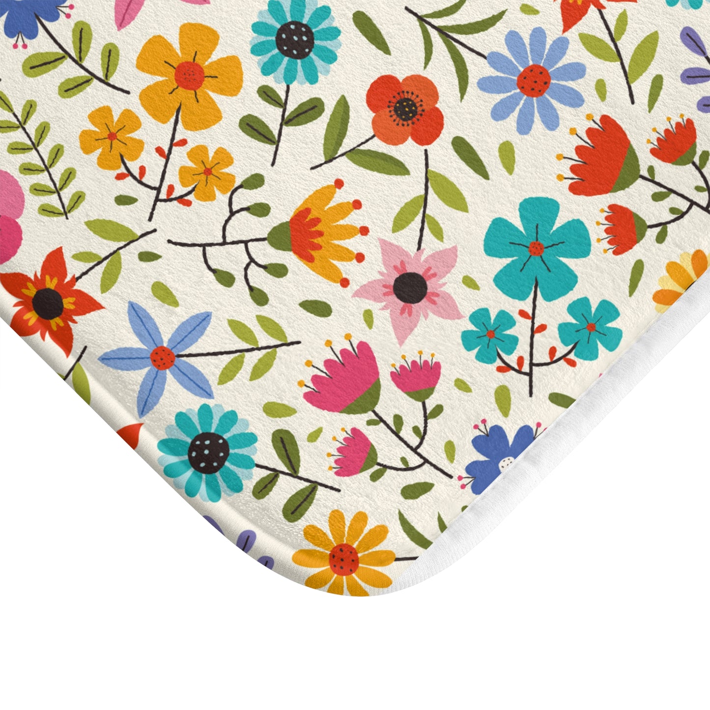 Bright Colored Springtime Flowers  - Bathroom Non-Slip Mat 2 Sizes