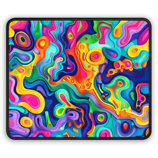 Vibrant Dreamscape of Psychedelic Paper Cut-Out Waves in Vivid Colors Gaming Mouse Pad with Finished Edges