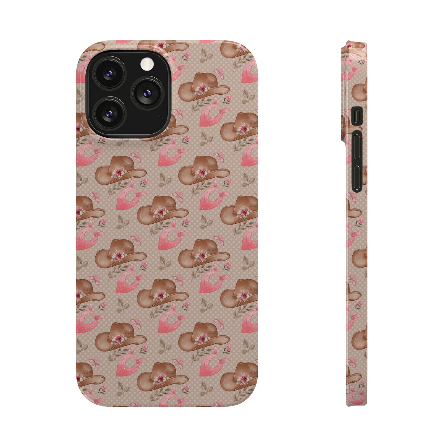 Western Cowgirl Hat with Flowers Iphone 15-12 Slim Phone Case