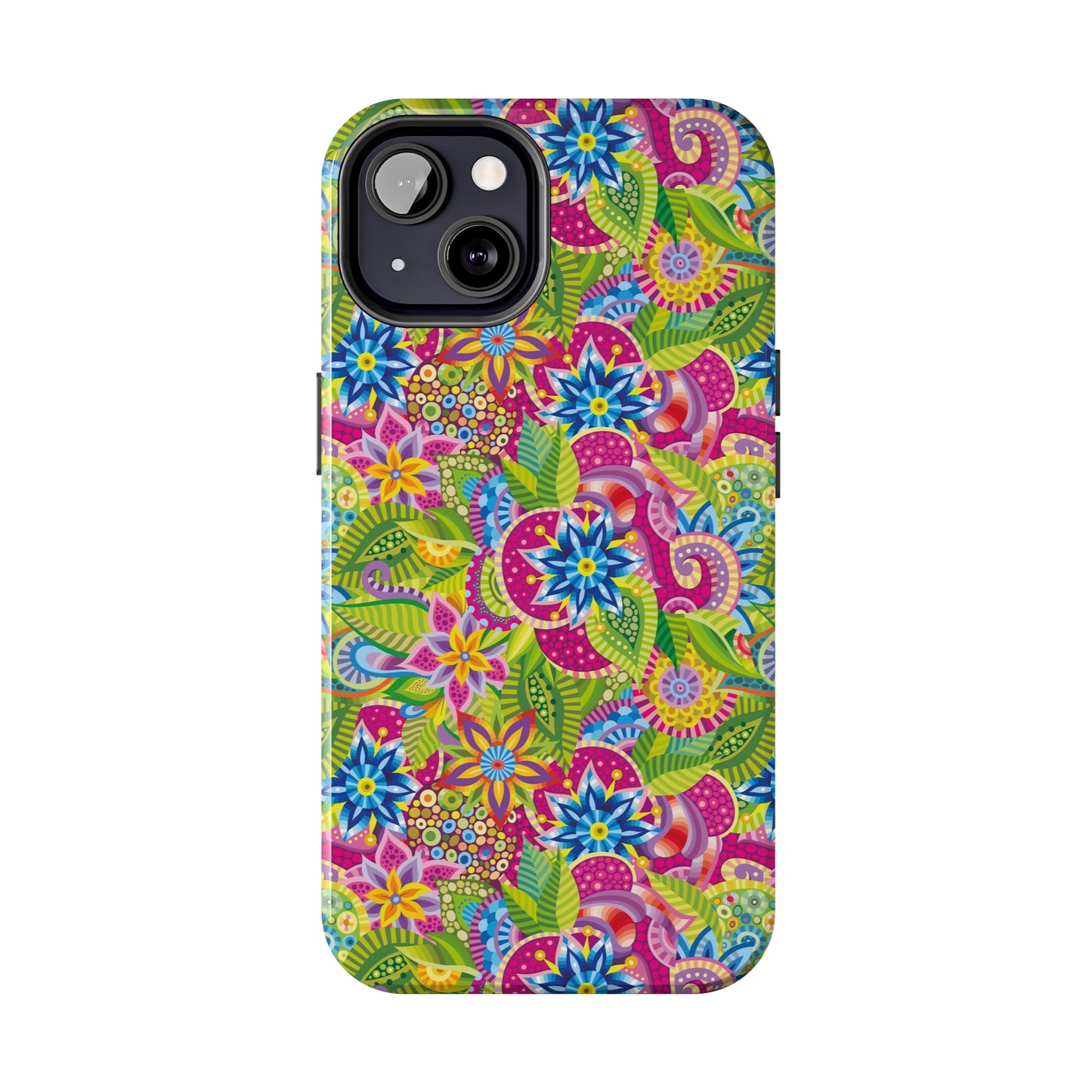 Vibrant Array of Abstract Flowers and Paisley in Rainbow Hues Iphone Tough Phone Case