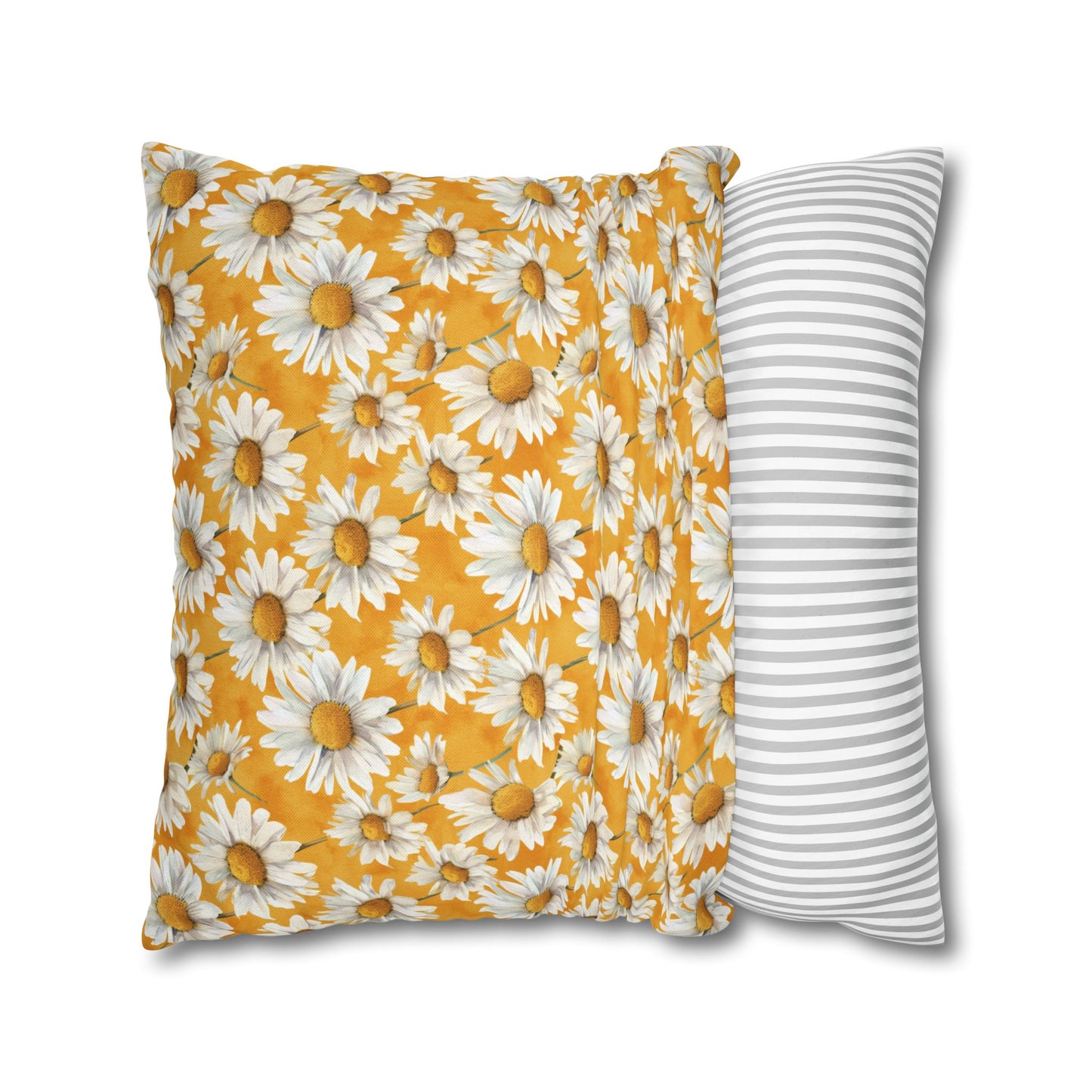 Golden Daisy Field with Vibrant Yellow Floral Design Spun Polyester Square Pillowcase 4 Sizes