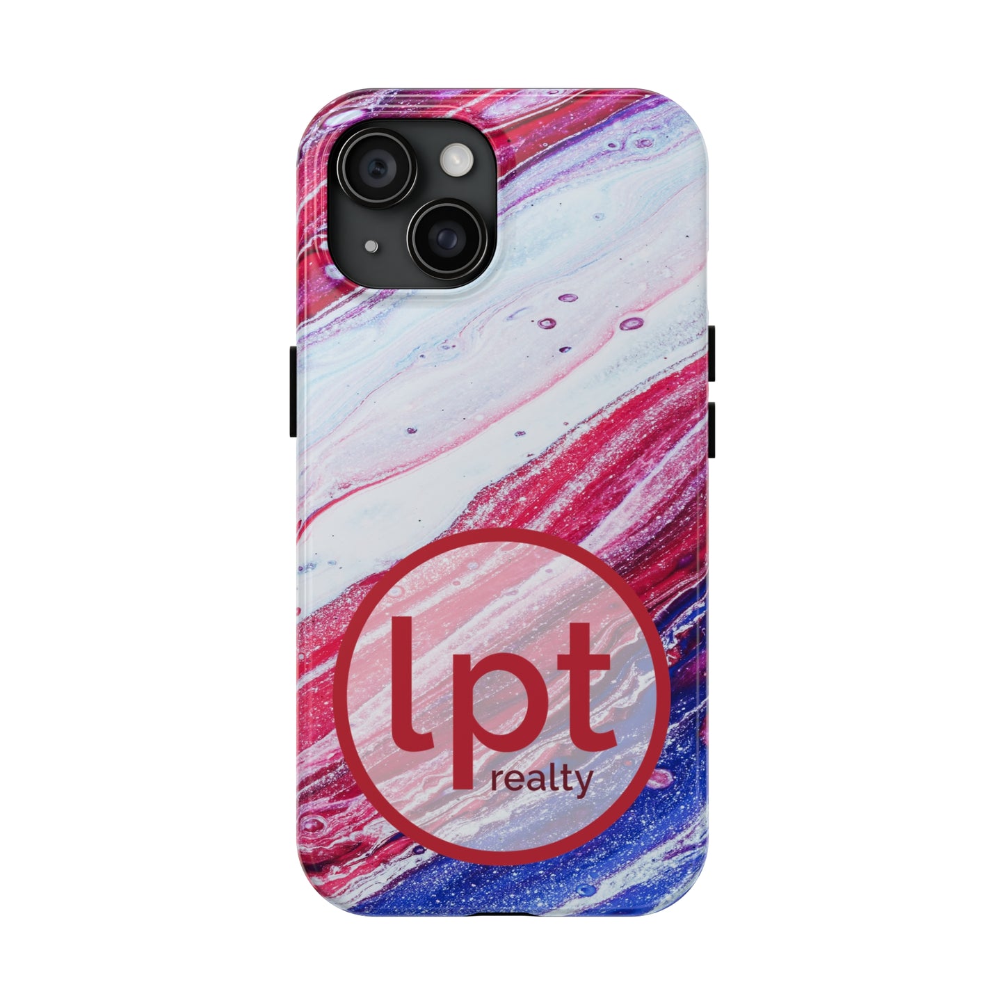 LPT Realty Logo -  Red White and Blue Alcohol Ink Design Iphone Tough Phone Case