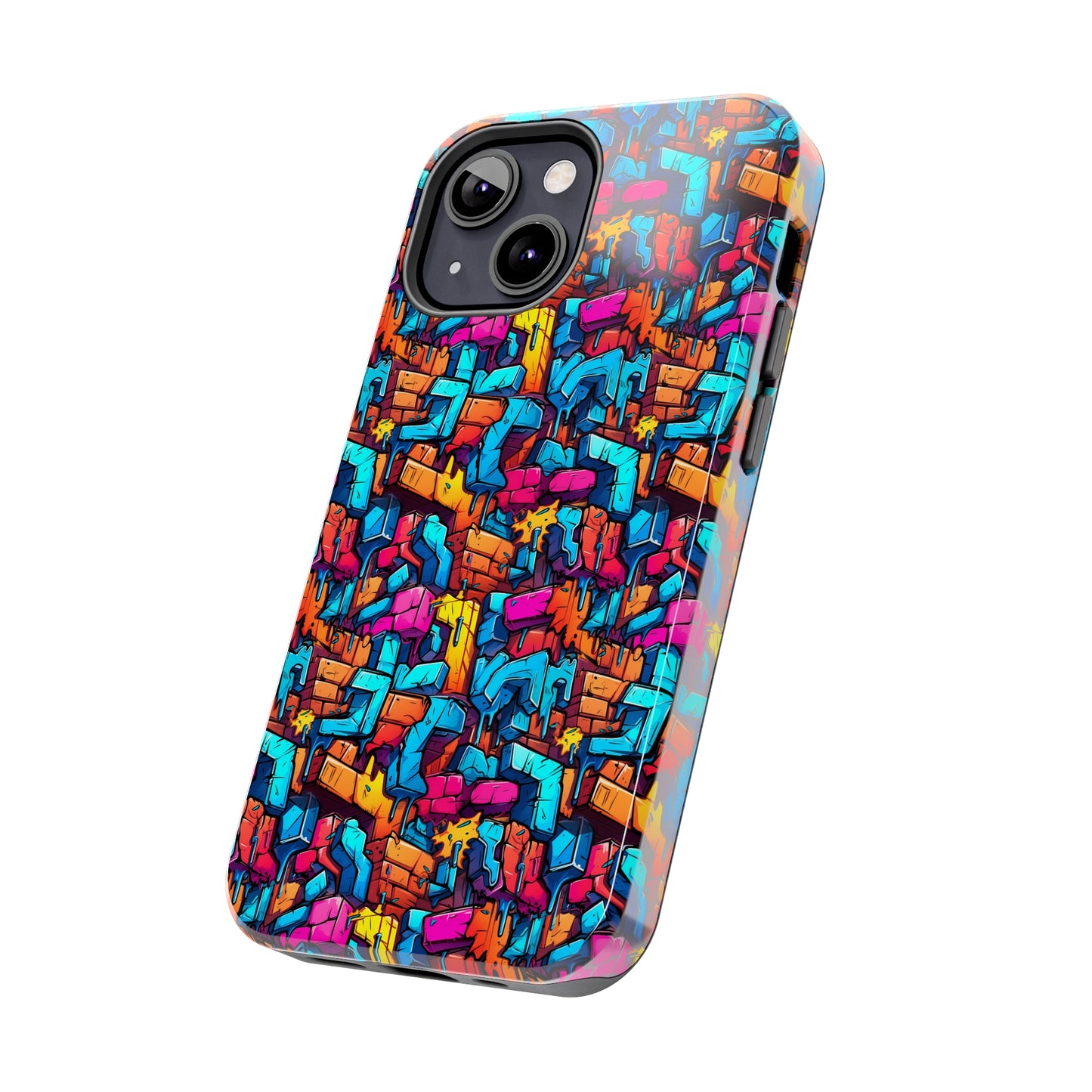 3D Rainbow Colored Graphic Blocks Design Iphone Tough Phone Case