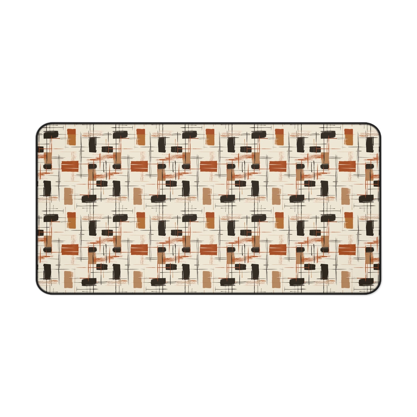 Modern Artistry in Bold and Minimalistic Pattern in a Palette of Black, Dark Orange, and Beige Extended Gaming Mouse Pad  Desk Mat  - 3 Sizes