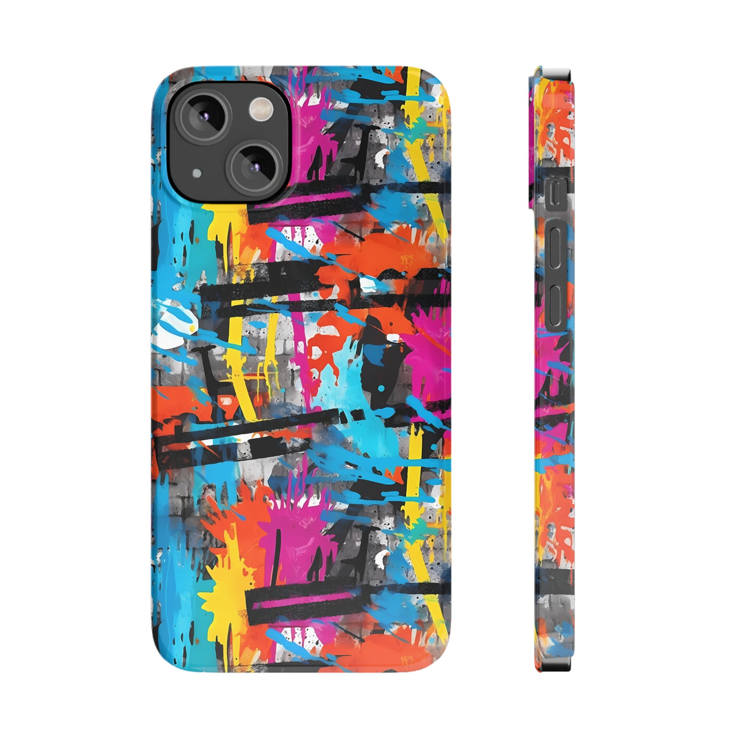 Rainbow Color Abstract Graffiti Design Iphone 15-12 Slim Phone Case