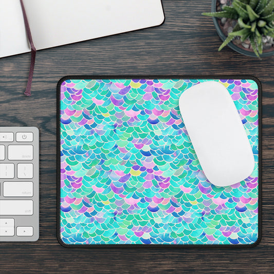 Pastel Seas: Mermaid Tail in Enchanting Pastel Hues Gaming Mouse Pad with Finished Edges