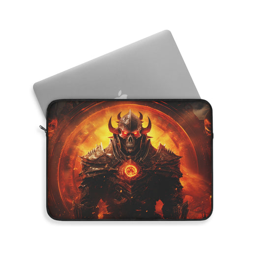 Epic Demon Lord Fiery Dark Fantasy Artwork with Intense Inferno Background - Laptop or Ipad Protective Sleeve 3 Sizes