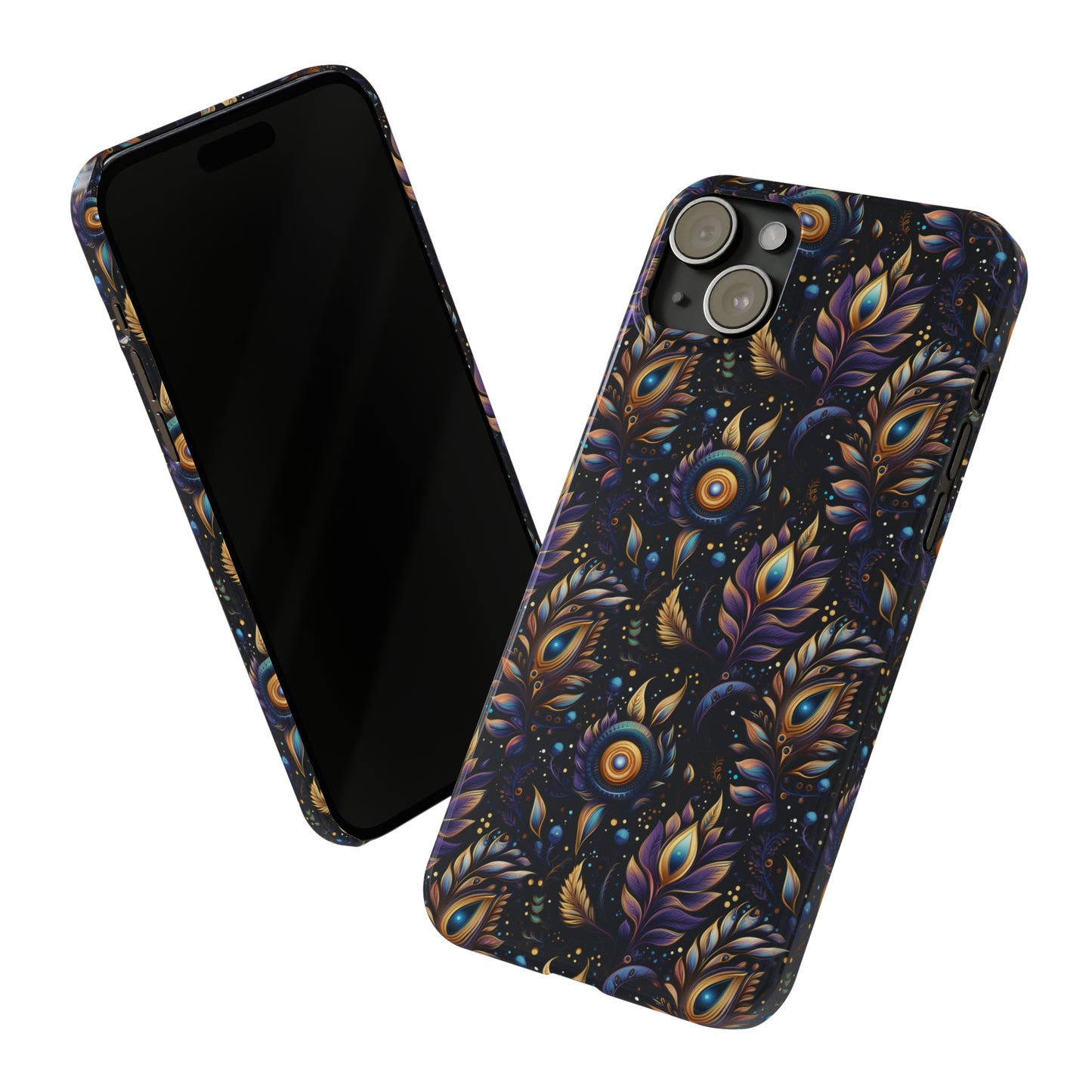 Mystical Enchanted Leaves and Celestial Stars Iphone 15-12 Slim Phone Case