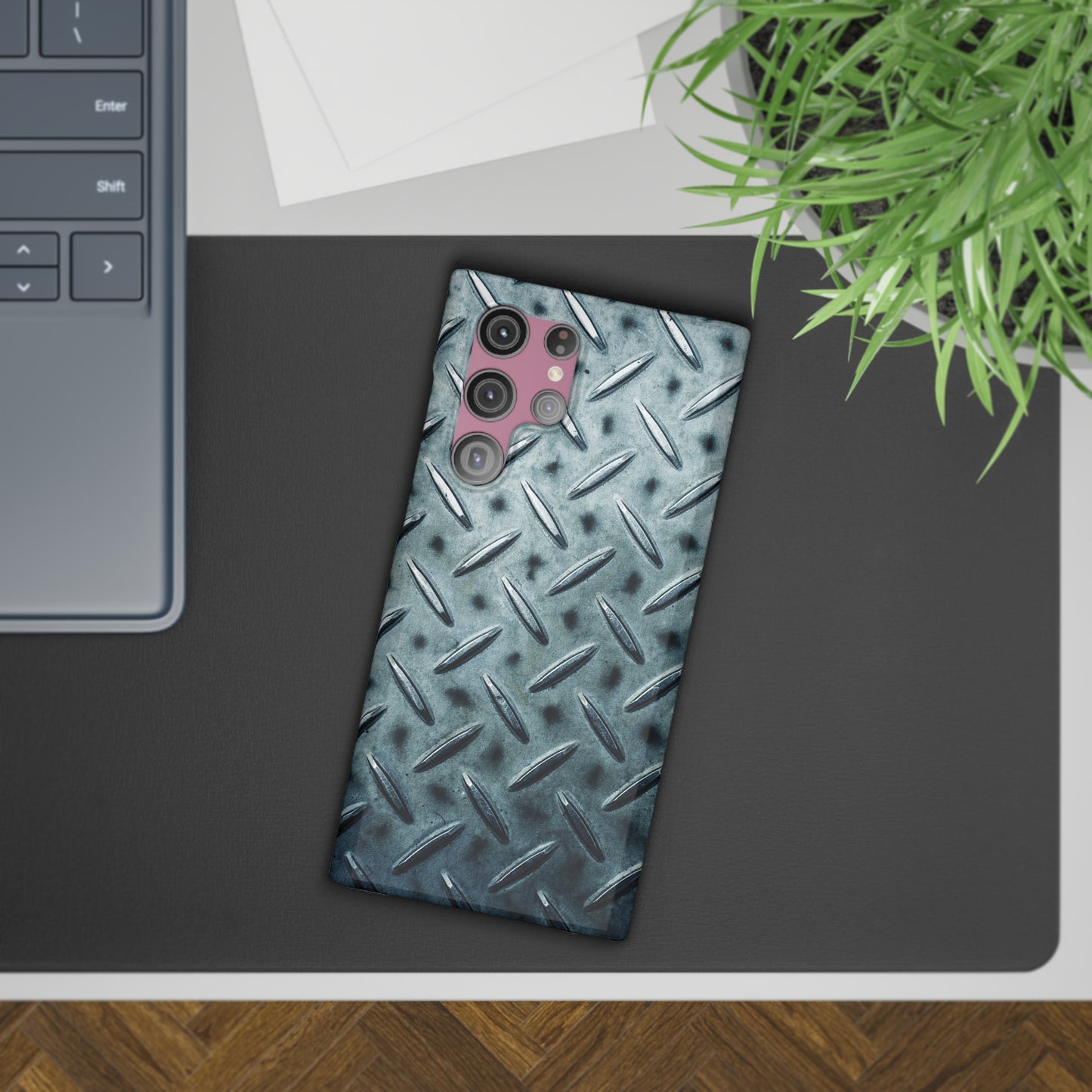 Blue Steel Diamond Plate Design Samsung Slim Cases