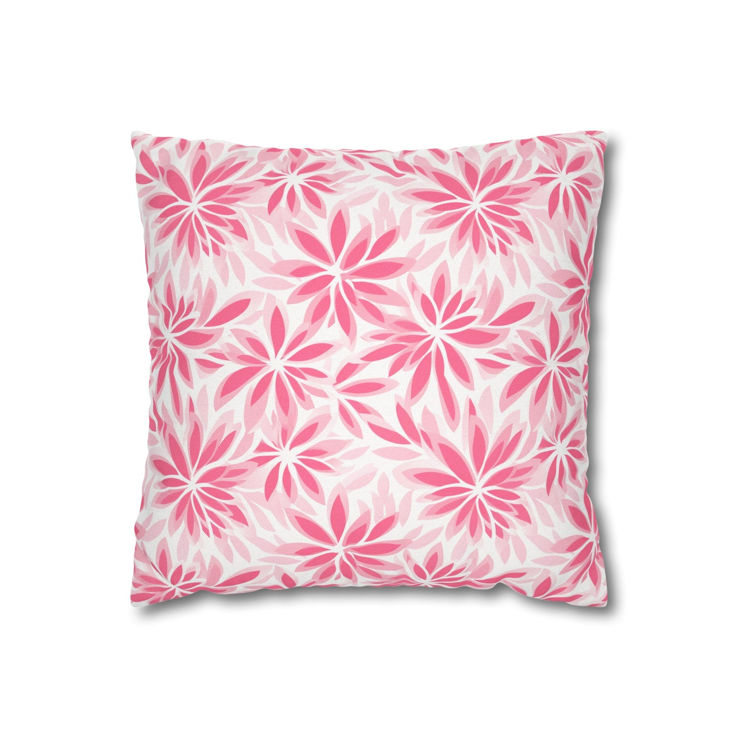 Blush Blooms Soft Pink Floral Pattern Spun Polyester Square Pillowcase 4 Sizes