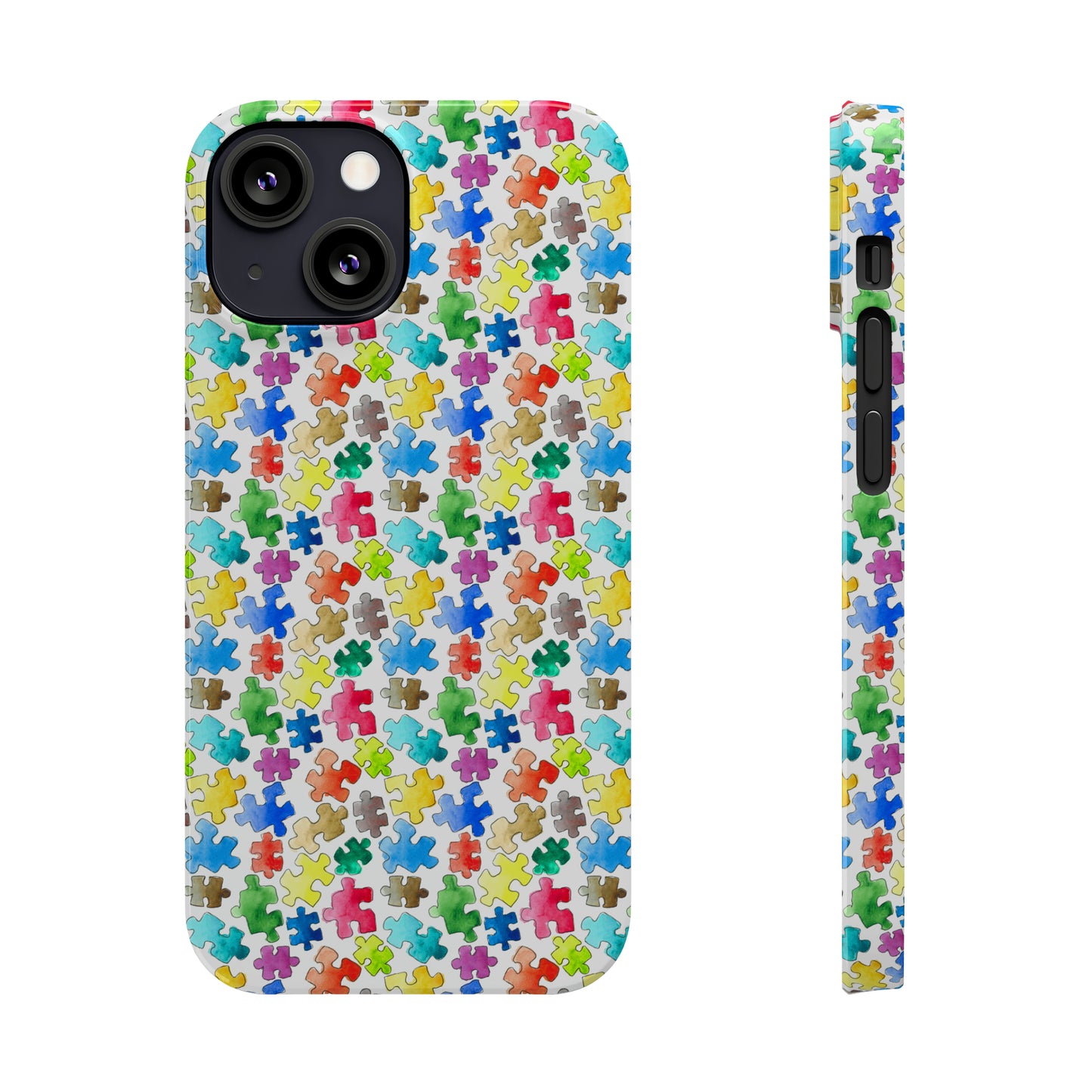 Rainbow Puzzle Pieces Iphone 15-12 Slim Phone Case