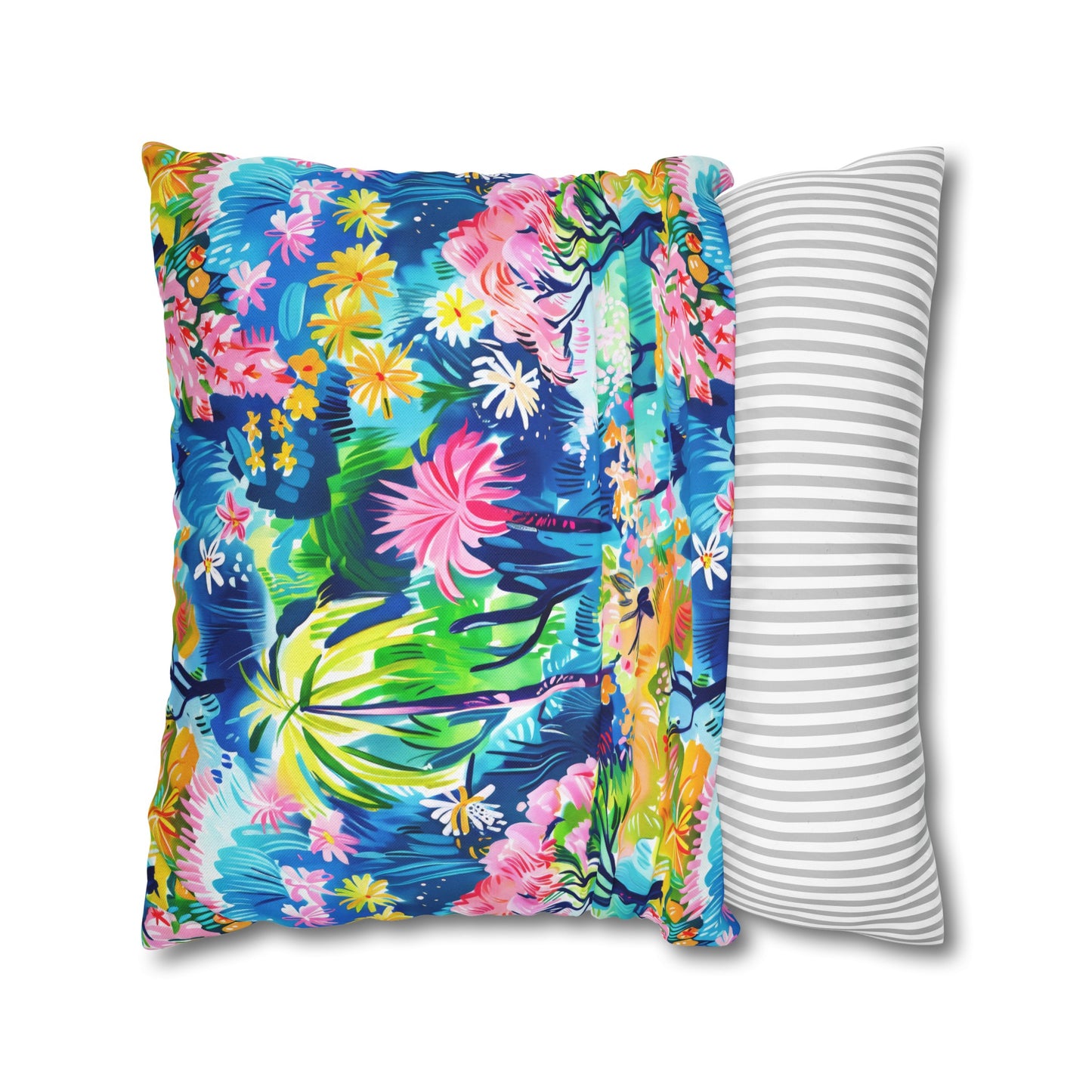 Kaleidoscope Canopy: Tropical Palm Symphony Spun Polyester Square Pillowcase 4 Sizes