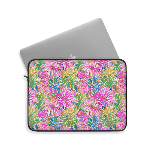 Pastel Bouquet: Large Blooms of Pink, Gold, and Blue in Watercolor Laptop or Ipad Protective Sleeve 3 Sizes Available