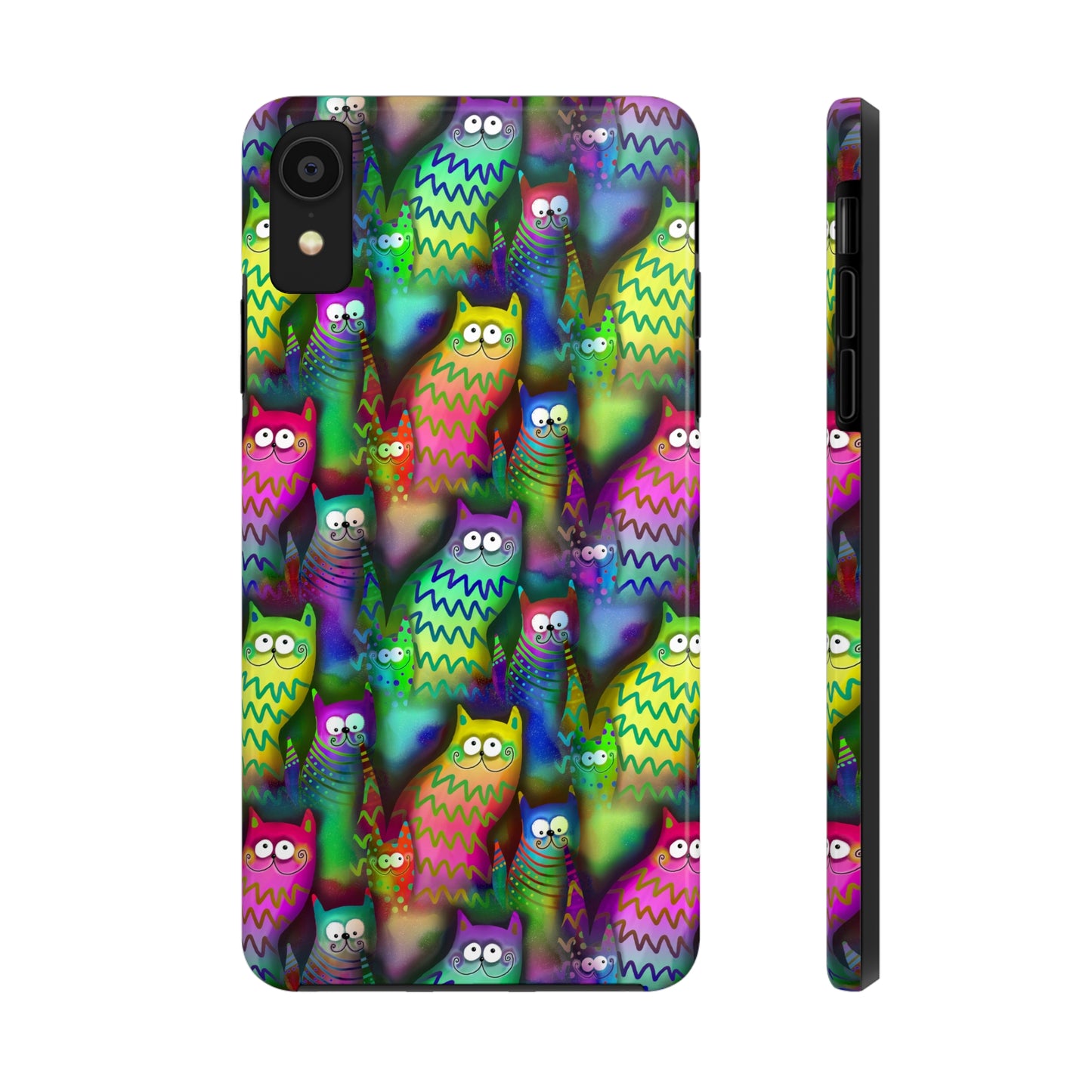 Neon Rainbow Cartoon Cats Iphone Tough Phone Case