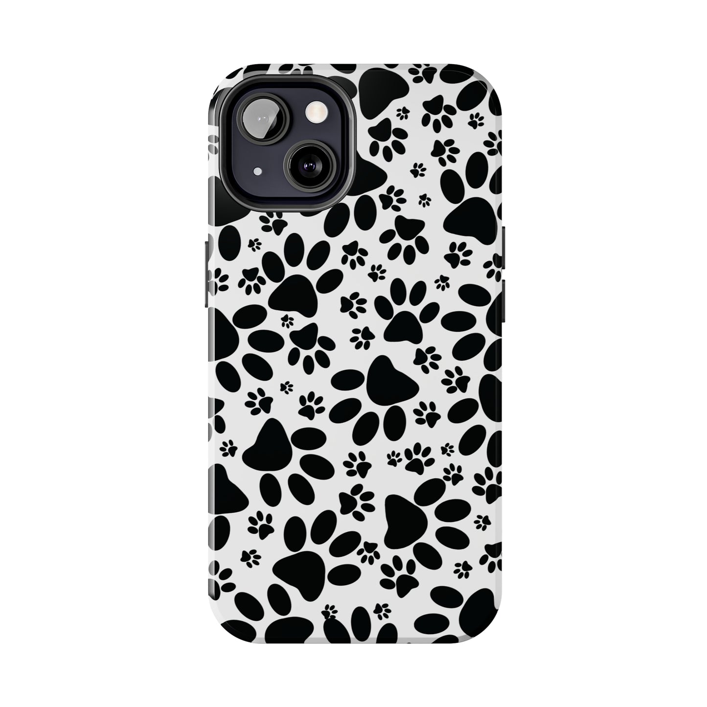 Stealthy Tracks: Black Animal Paw Prints Iphone Tough Phone Case