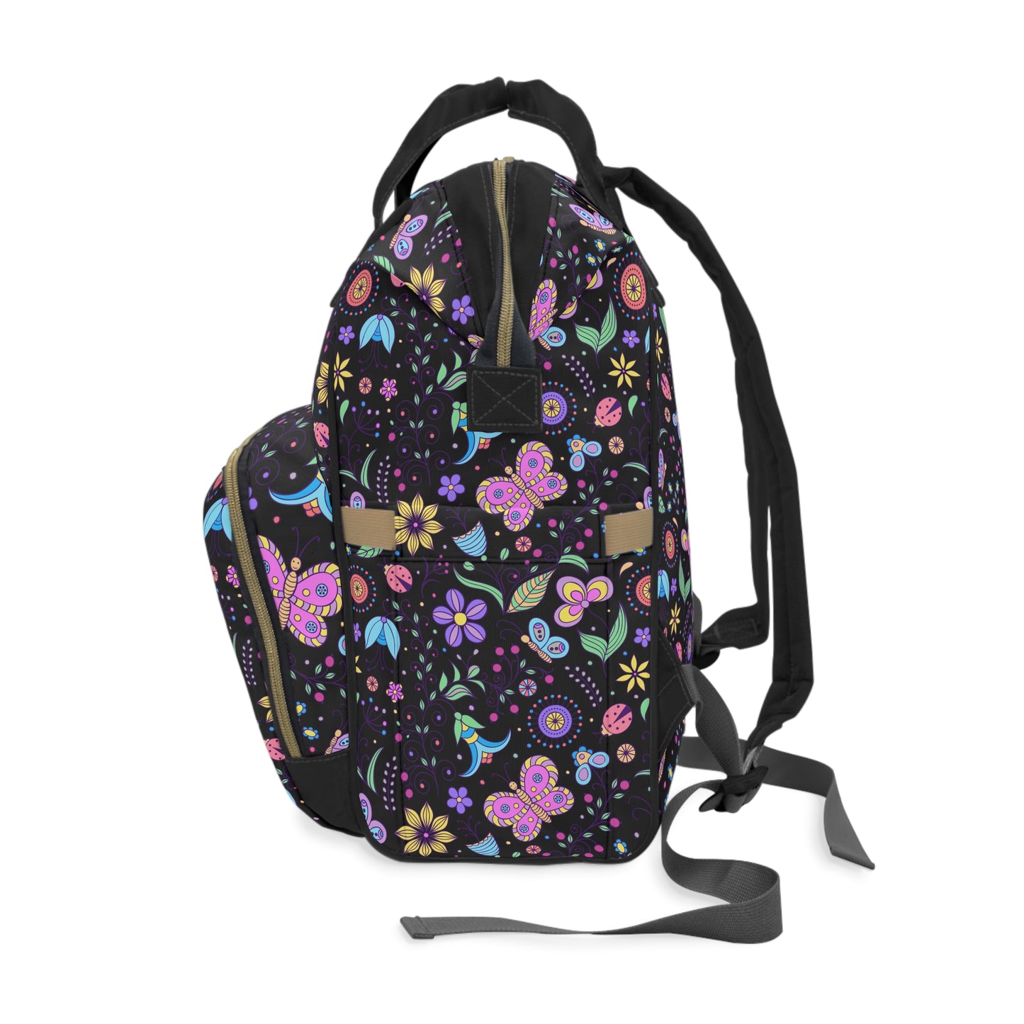 Youthful Whimsy: Kids' Hand-Drawn Butterflies and Flowers Multifunctional Diaper Backpack