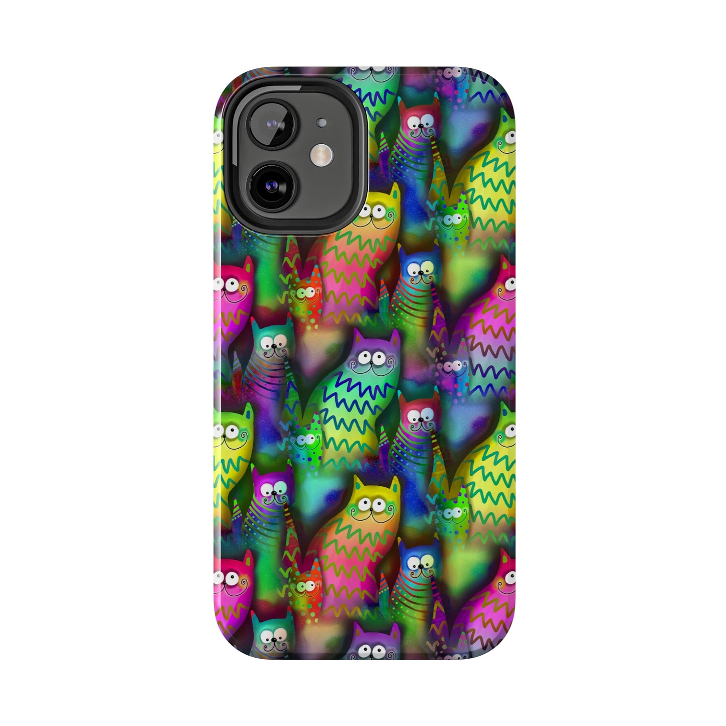 Neon Rainbow Cartoon Cats Iphone Tough Phone Case