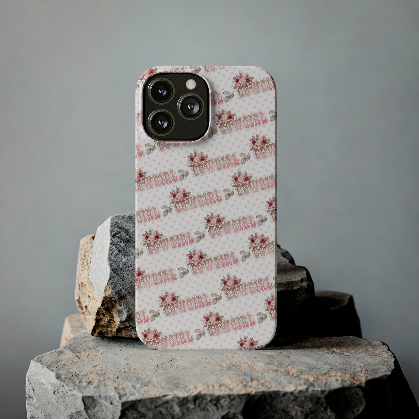 Pink Cowgirl and Flowers Iphone 15-12 Slim Phone Case