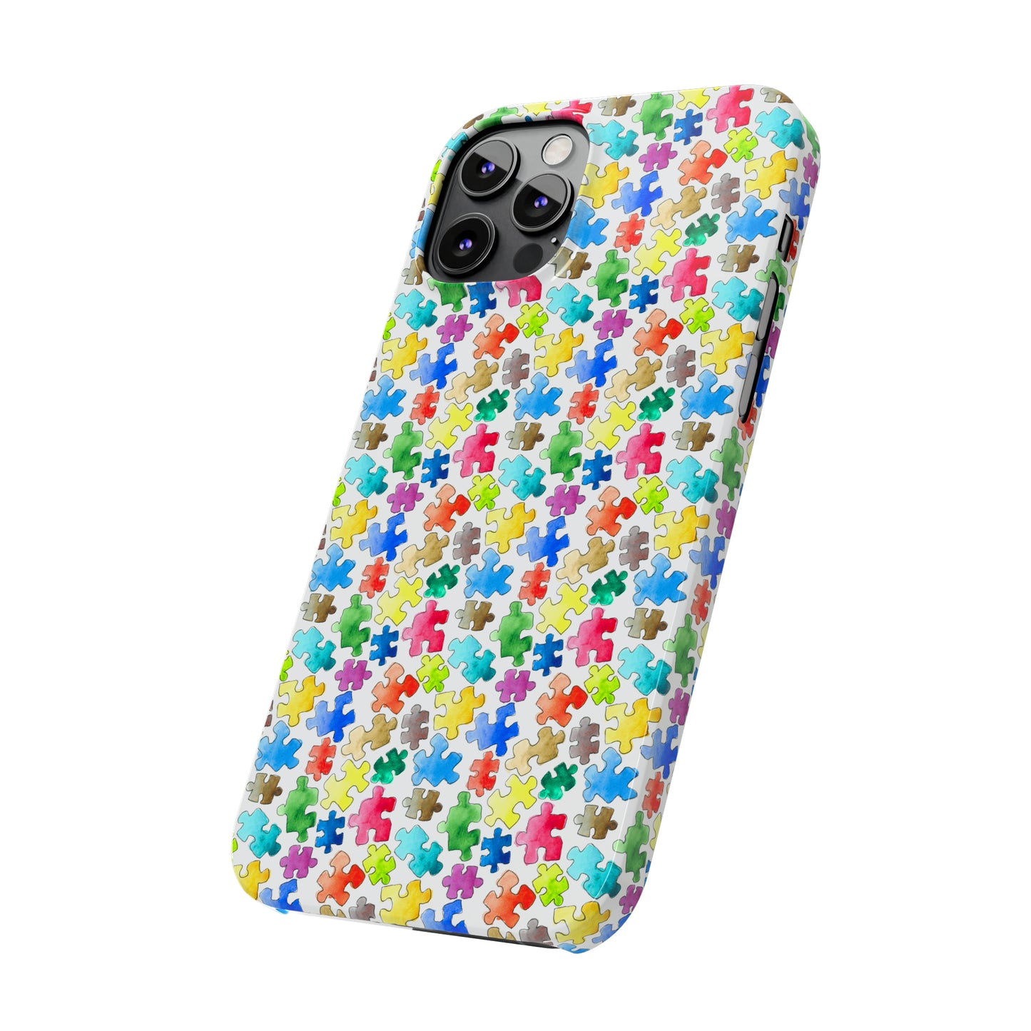 Rainbow Puzzle Pieces Iphone 15-12 Slim Phone Case