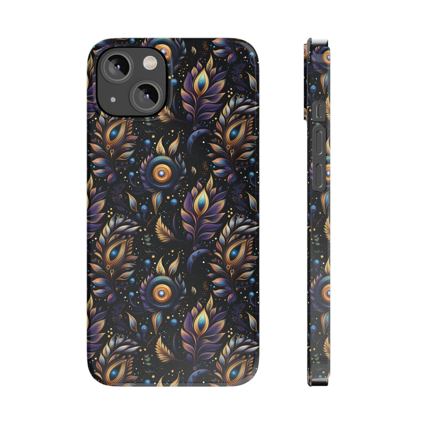 Mystical Enchanted Leaves and Celestial Stars Iphone 15-12 Slim Phone Case