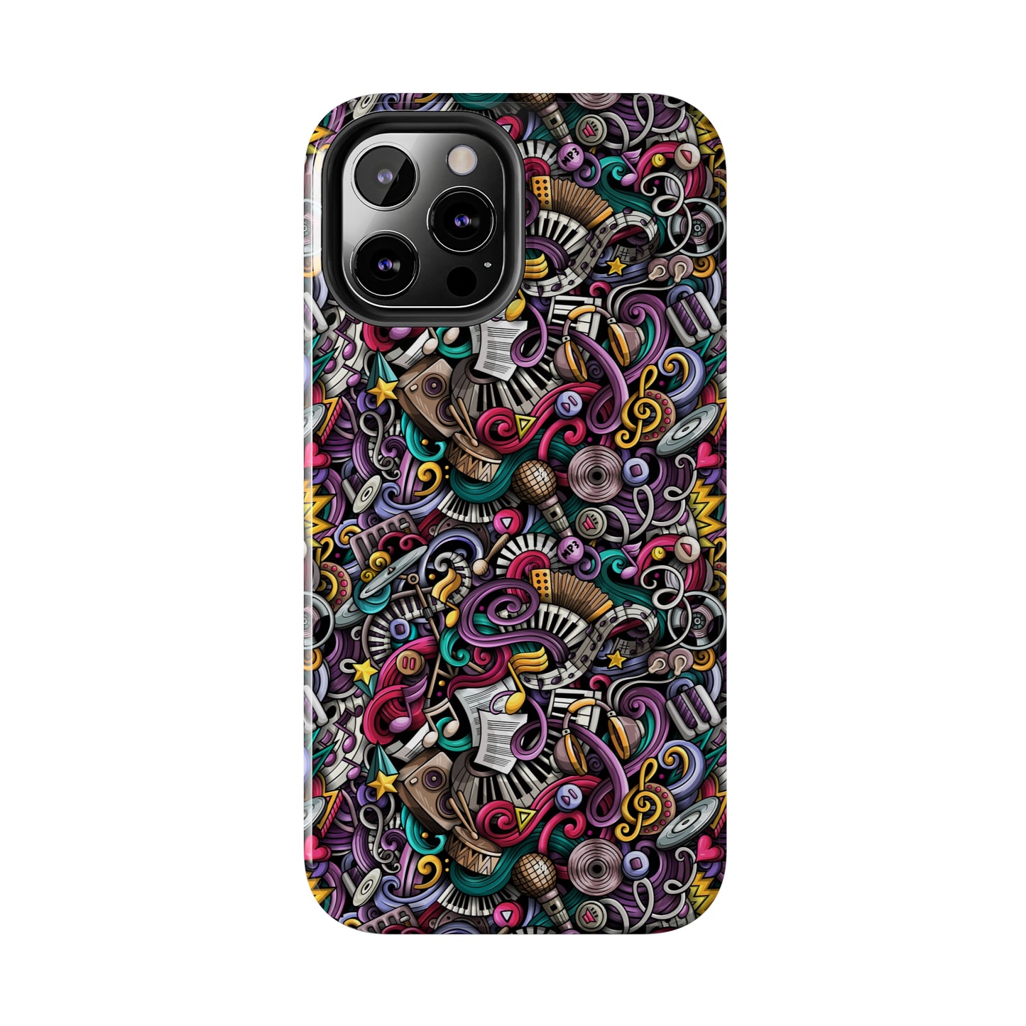 Musical Notes, Sheet Music, Swirls Cartoon Design Iphone Tough Phone Case