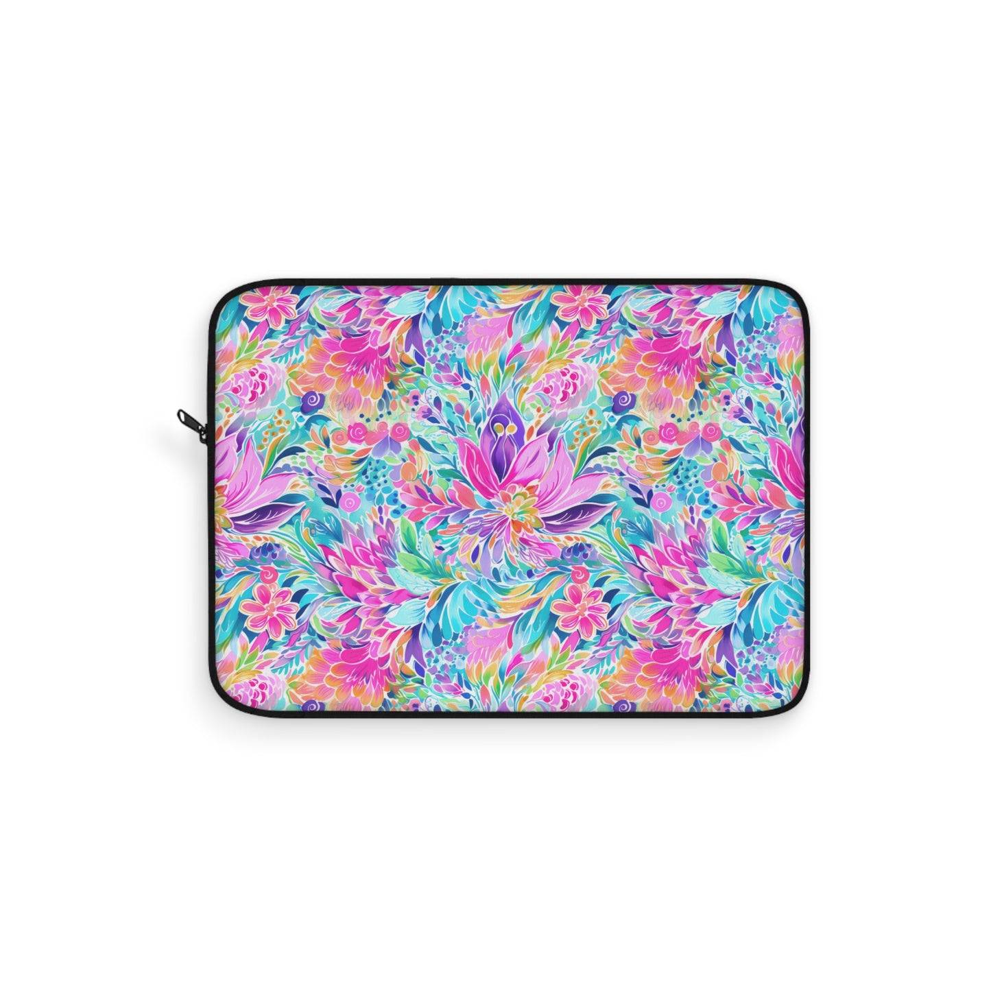 Tropical Prism: Rainbow Watercolor Flowers in Full Bloom Laptop or Ipad Protective Sleeve 3 Sizes Available