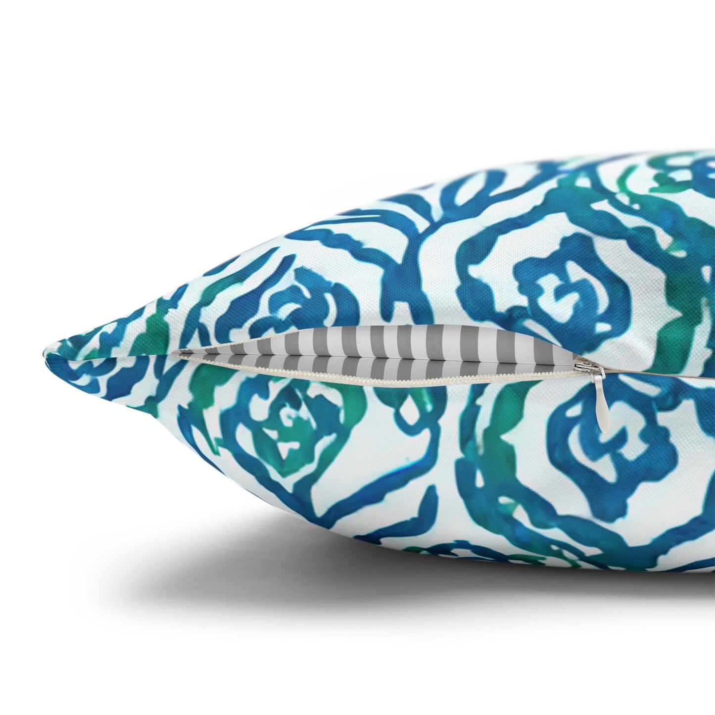 Cool Breeze Elegance: Abstract Damask Pattern in Green and Blue Spun Polyester Square Pillowcase 4 Sizes