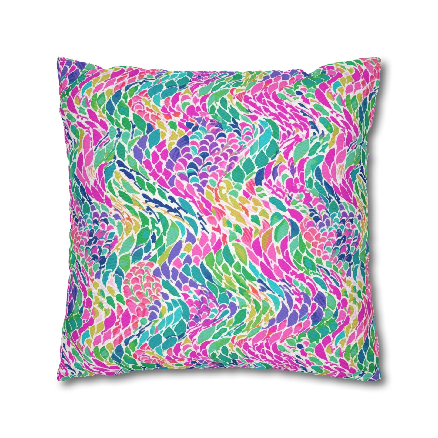 Enchanted Waves: Rainbow Mermaid Dancing in the Sea Spun Polyester Square Pillowcase 4 Sizes